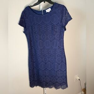 Laundry by Shelli Segal Elegant Blue Lace Dress